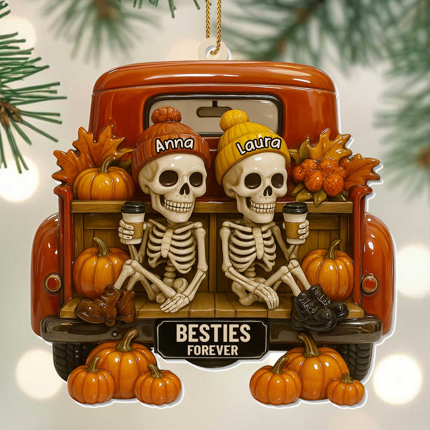 Besties Forever With Skeletons And Pumpkins