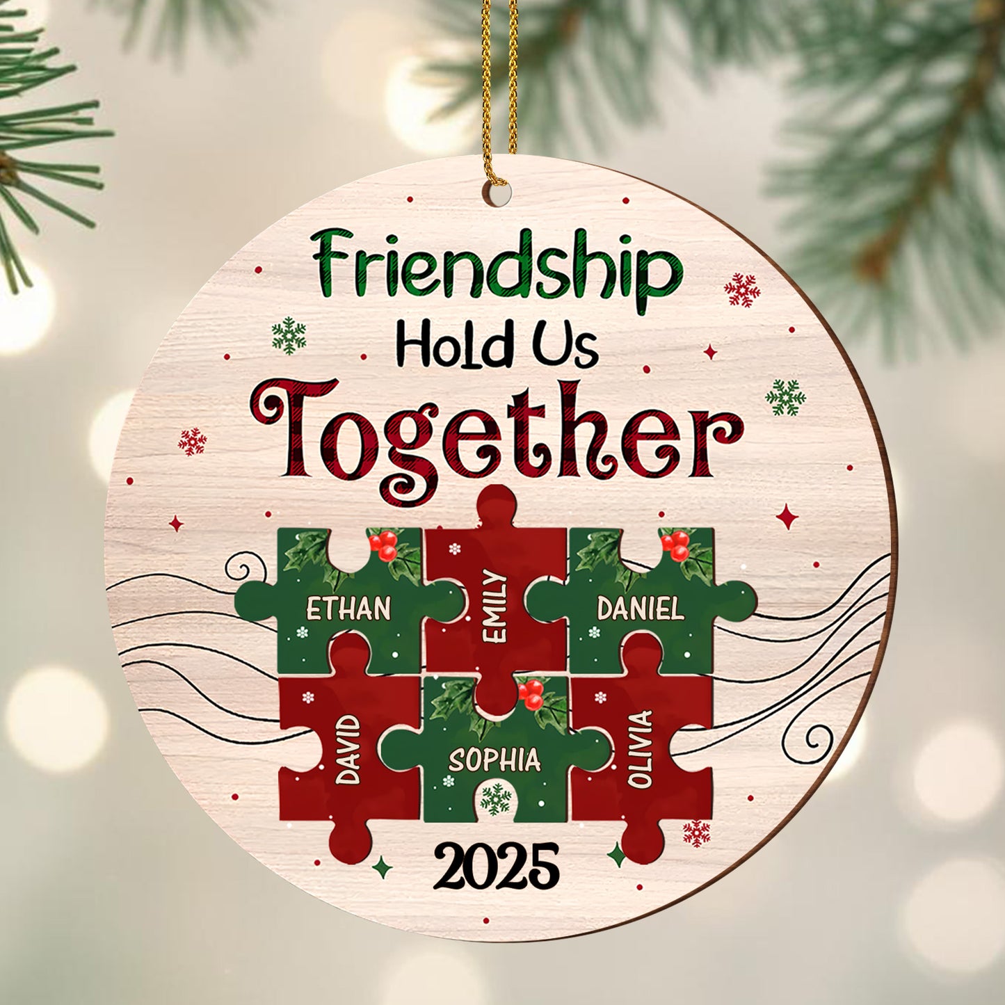 Friendship Hold Us Together Wood Ornament With Puzzle Pieces