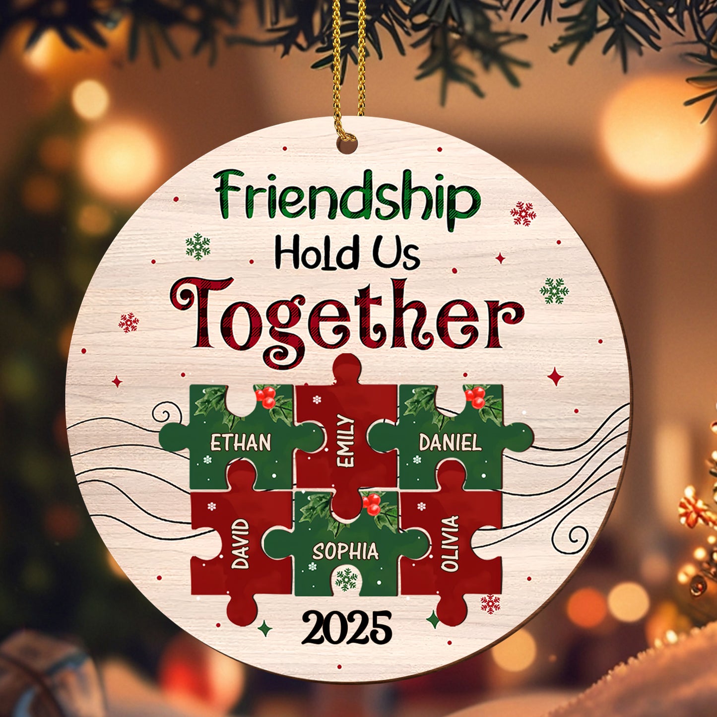 Friendship Hold Us Together Wood Ornament With Puzzle Pieces