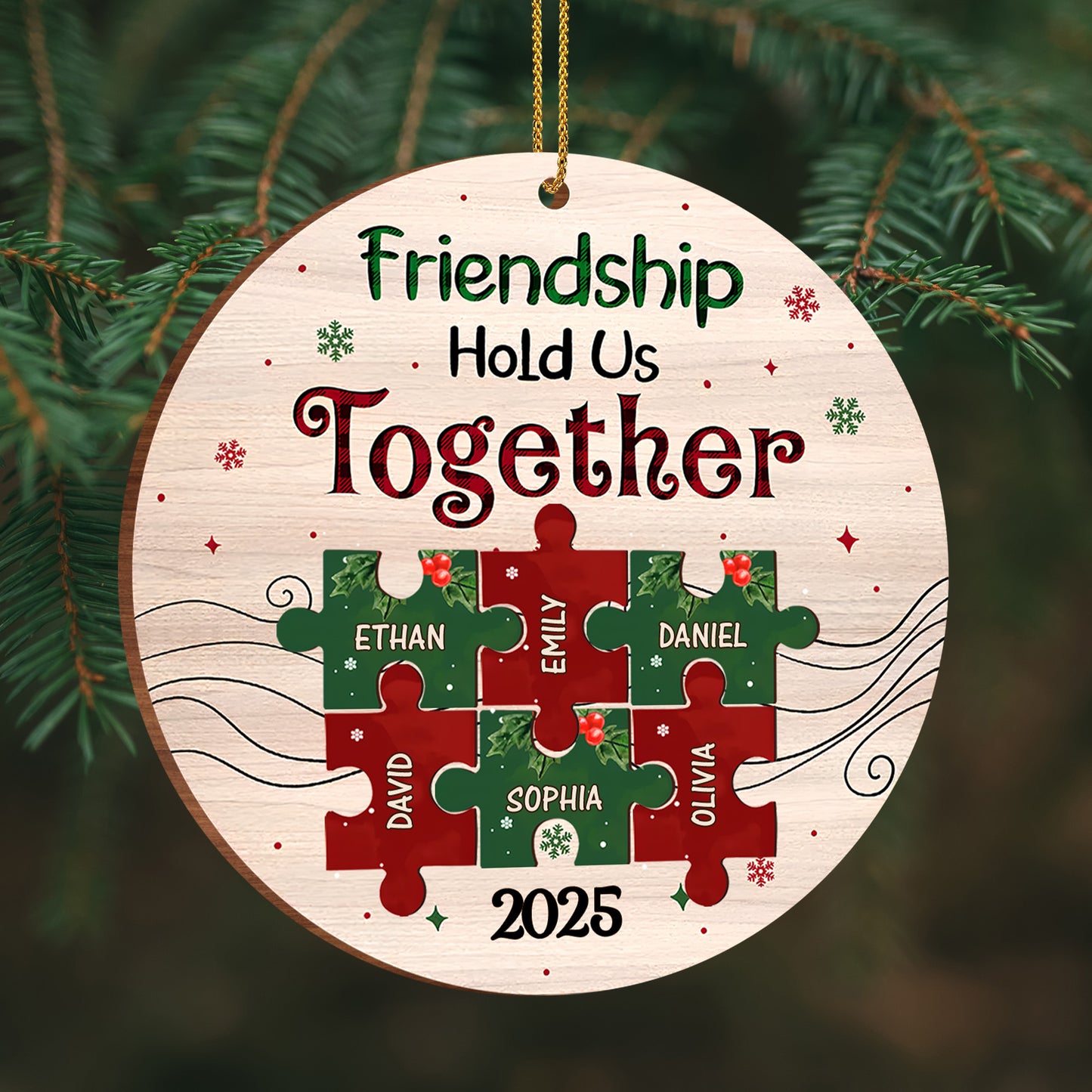 Friendship Hold Us Together Wood Ornament With Puzzle Pieces