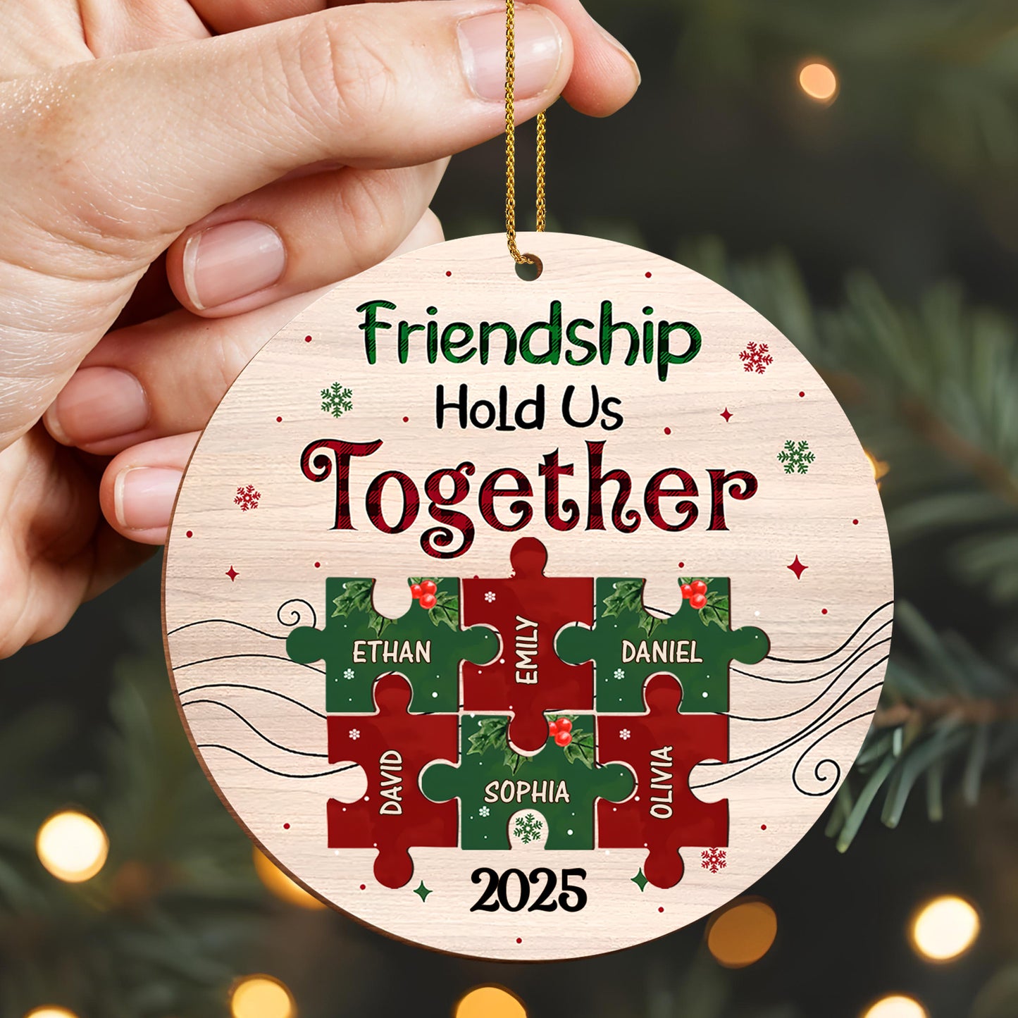 Friendship Hold Us Together Wood Ornament With Puzzle Pieces
