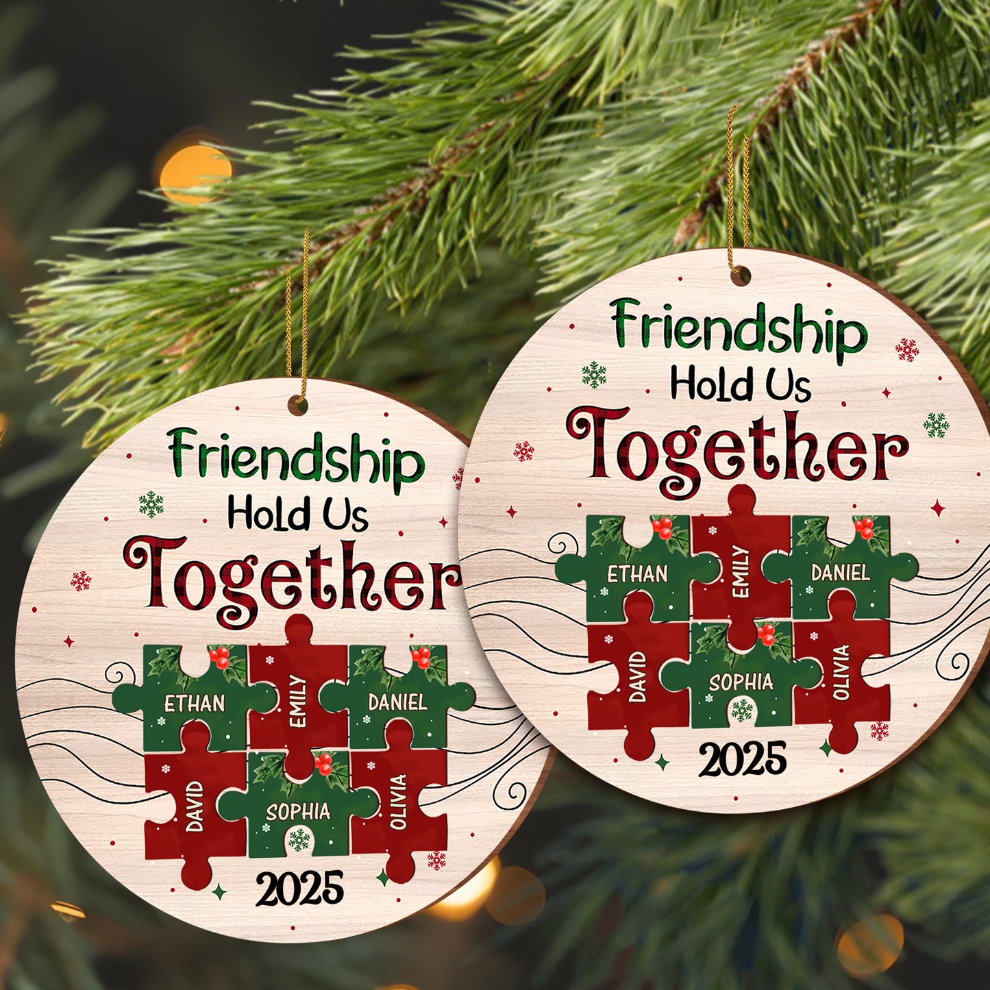 Friendship Hold Us Together Wood Ornament With Puzzle Pieces