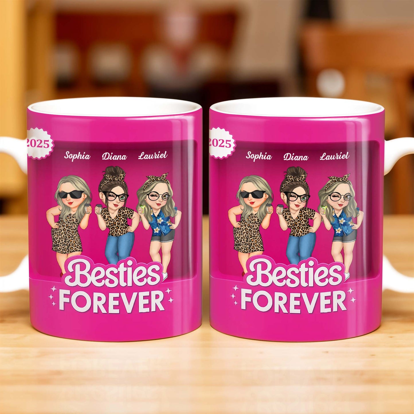 Besties Forever With Cartoon Figures And Stars