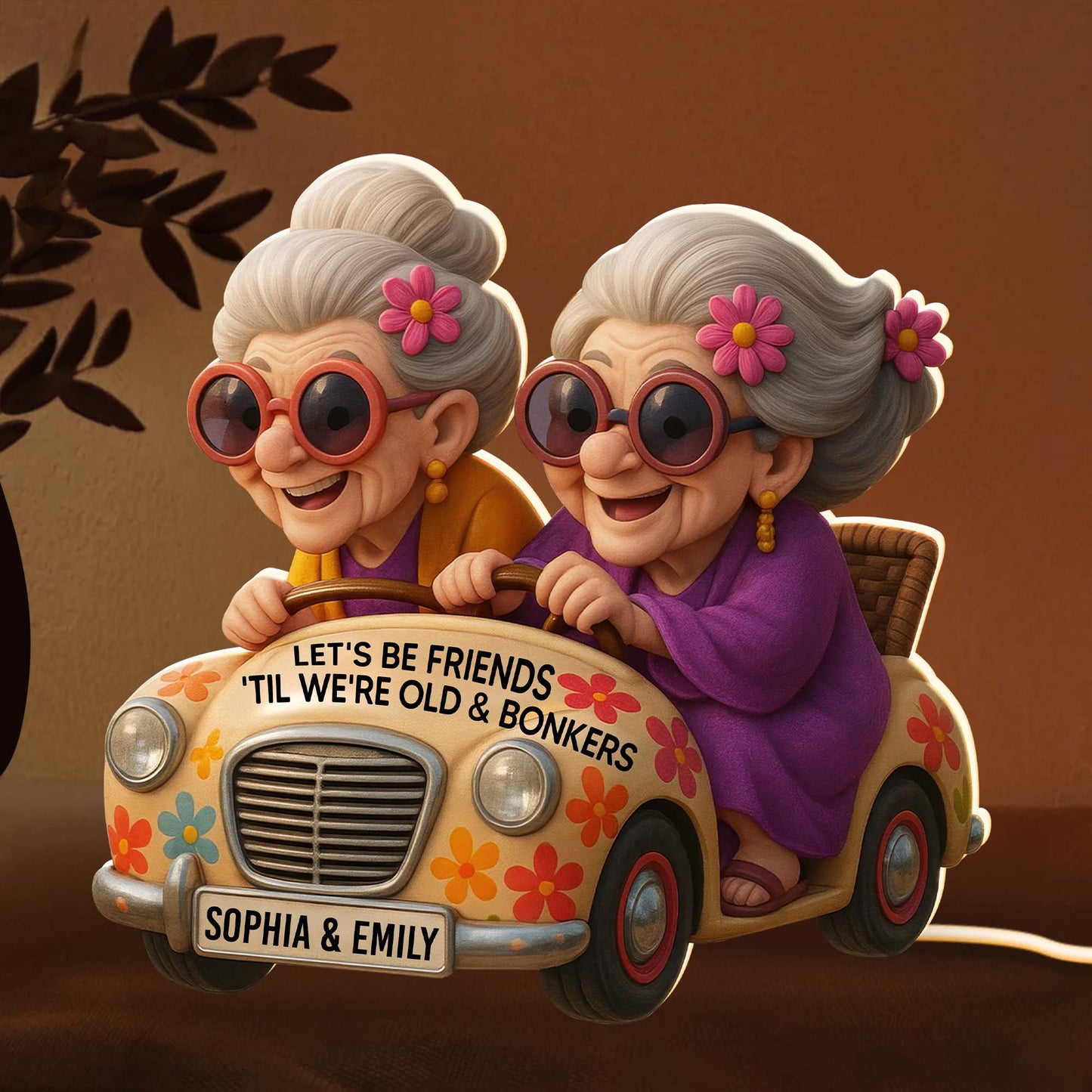 Let's Be Friends 'Til We're Old & Bonkers, Elderly Women In Vintage Car