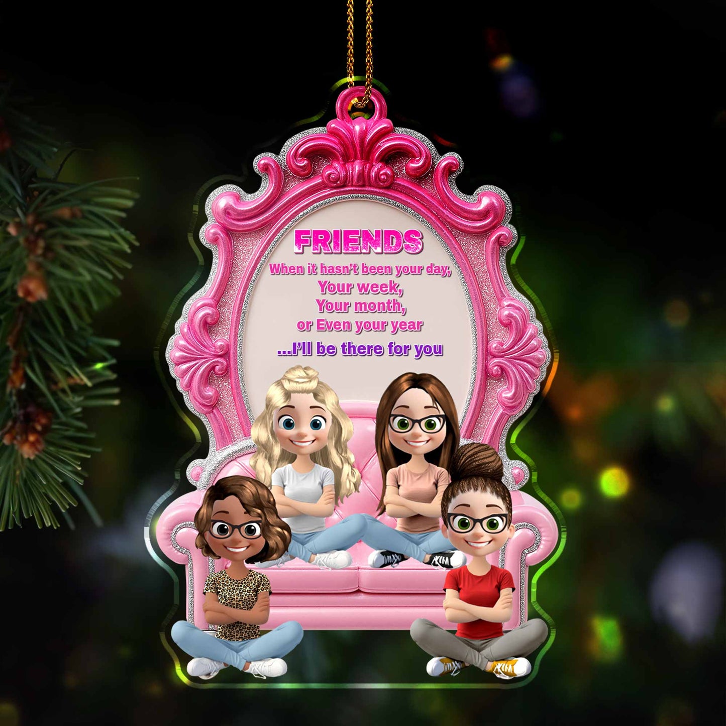 Friends I'll Be There For You, Comfy Couch Design - Personalized Custom Acrylic Ornament, Christmas Gift - BST244_ACO