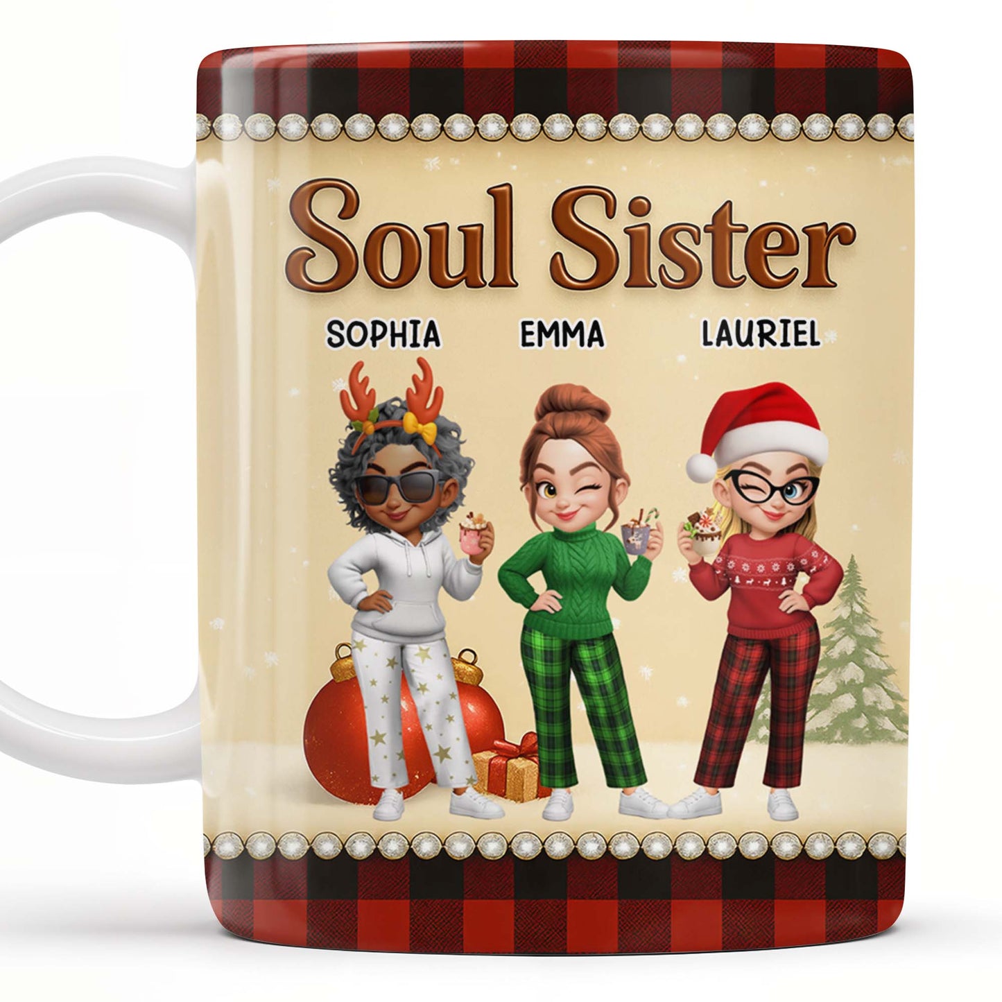 We've Been Friends For So Long, Holly Berries, Plaid Mug