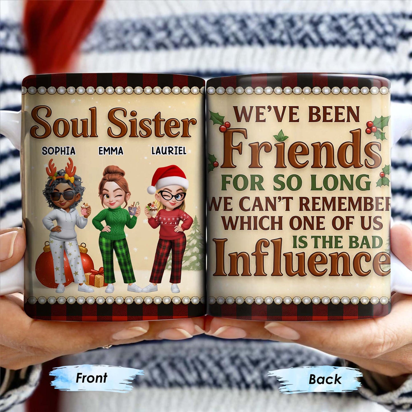 We've Been Friends For So Long, Holly Berries, Plaid Mug