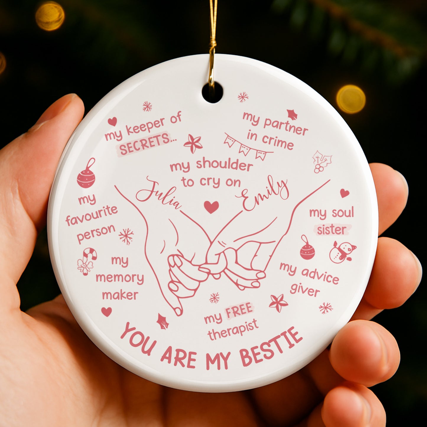 You Are My Bestie With Hands And Hearts Design