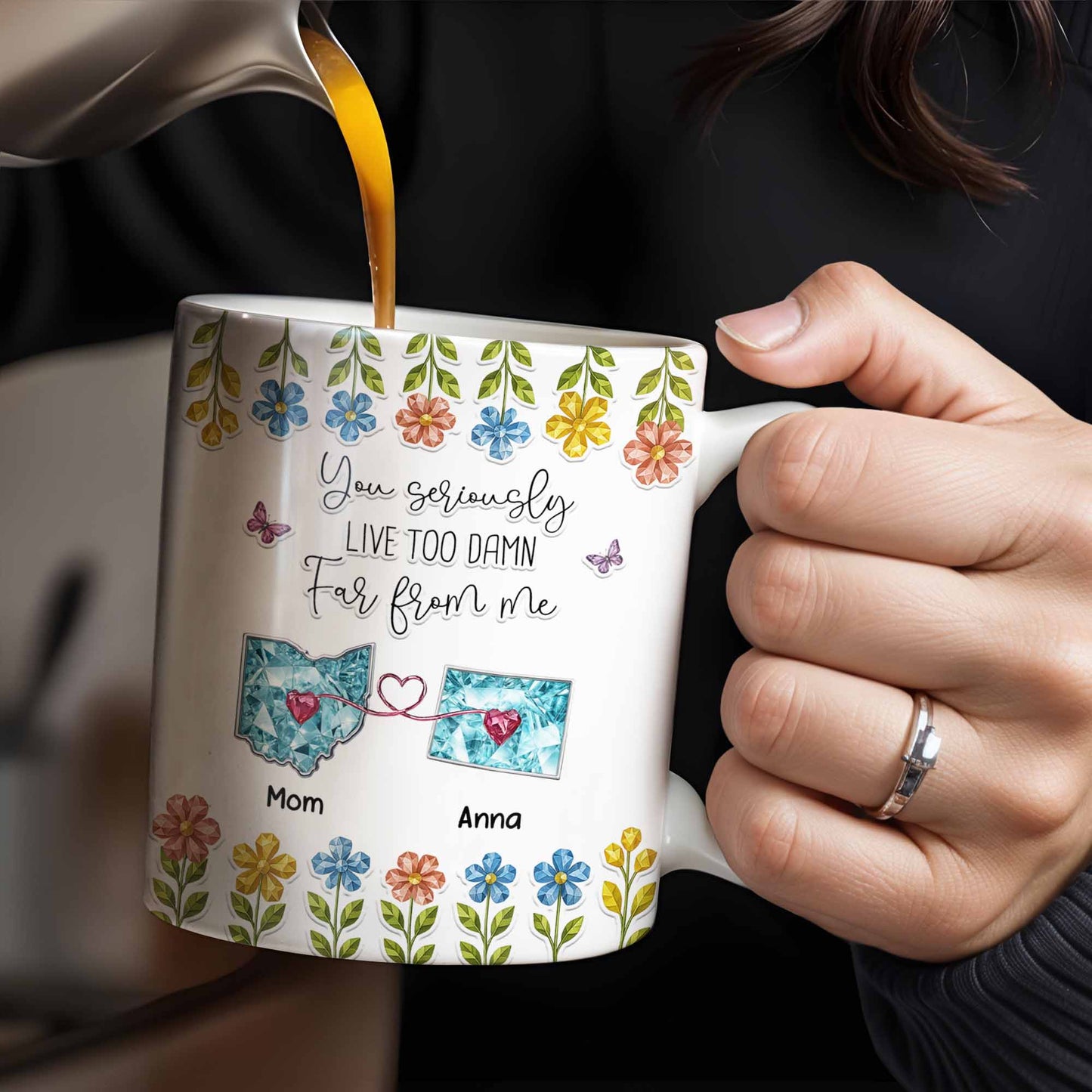 You Seriously Live Too Far From Me, Heart And Flowers Design