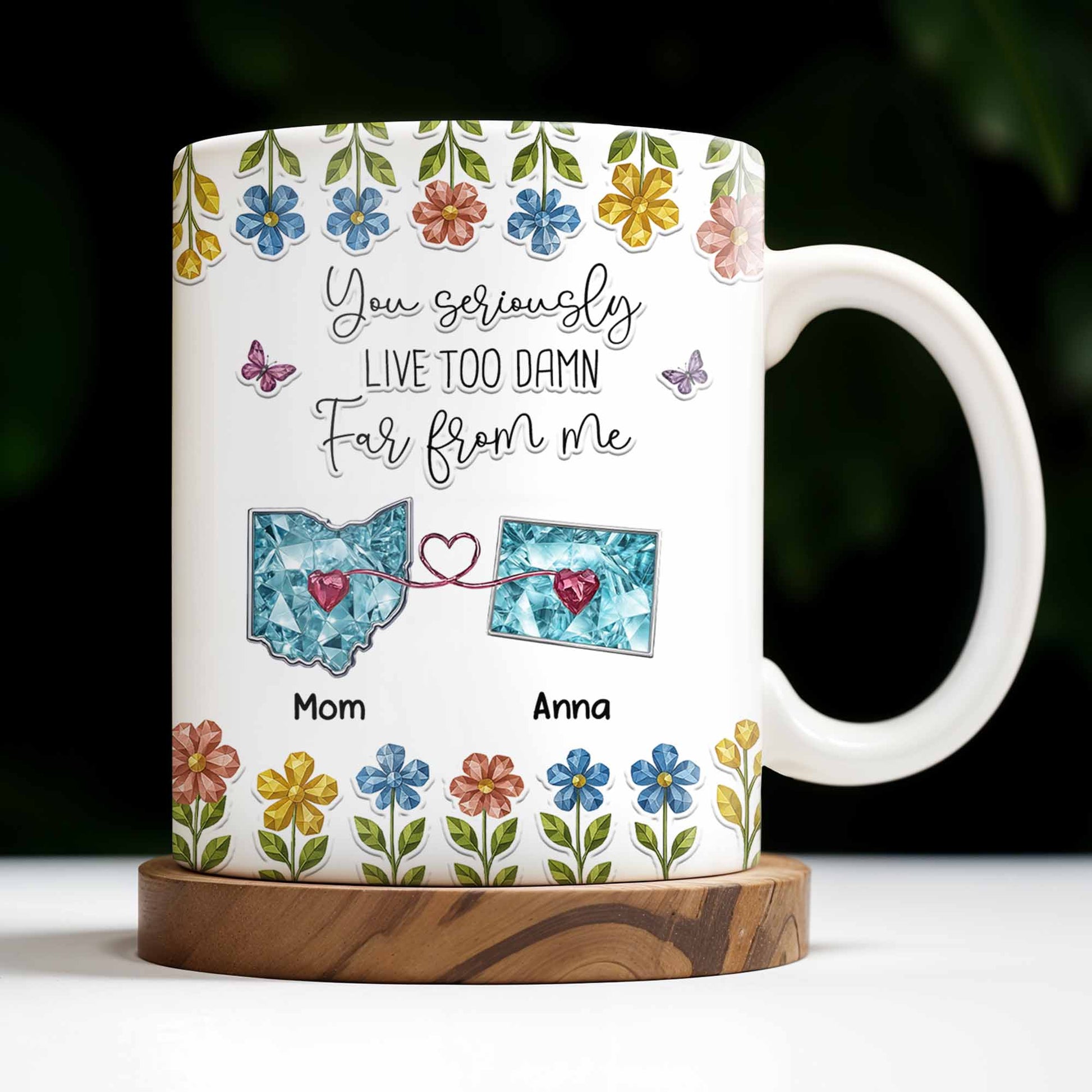 You Seriously Live Too Far From Me, Heart And Flowers Design