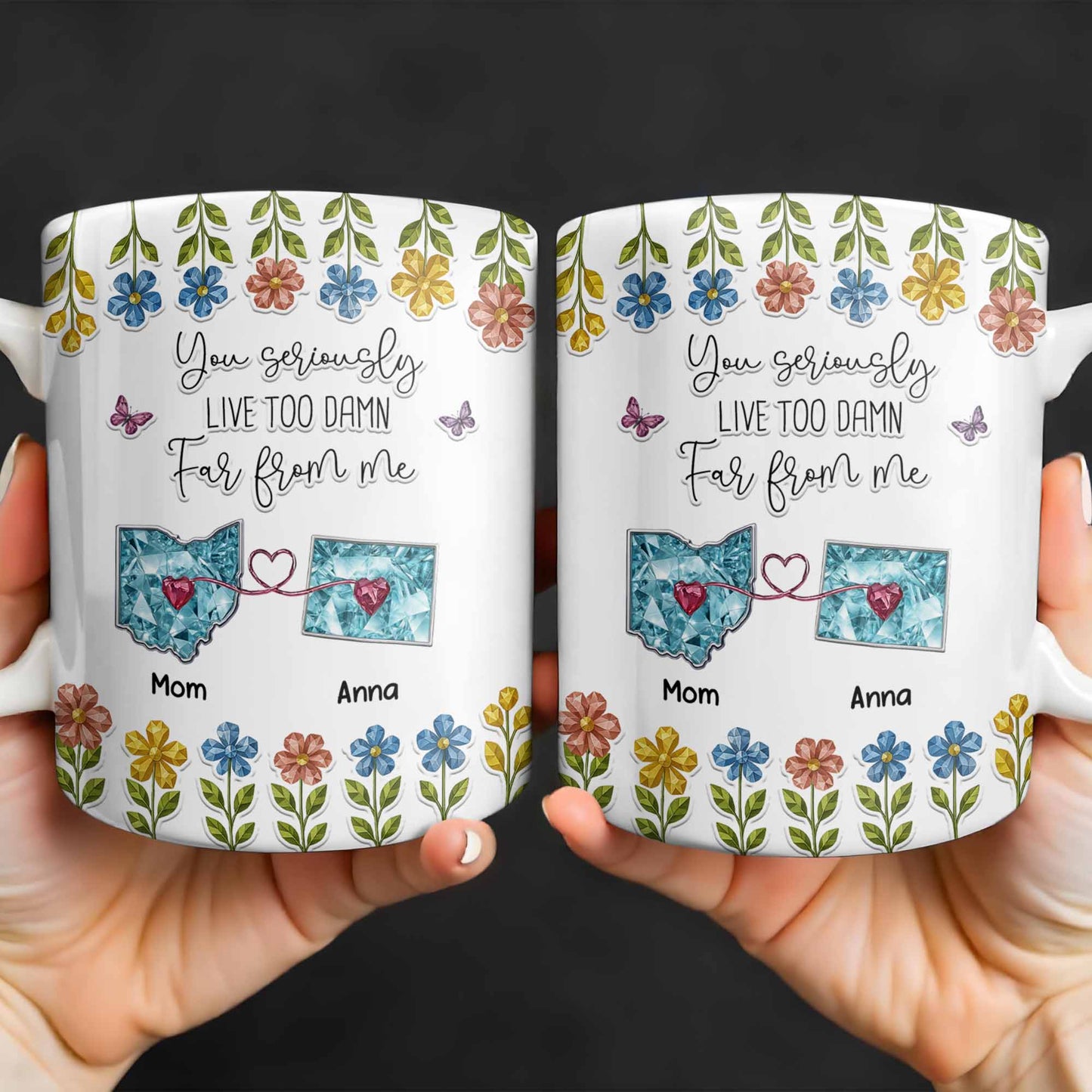 You Seriously Live Too Far From Me, Heart And Flowers Design
