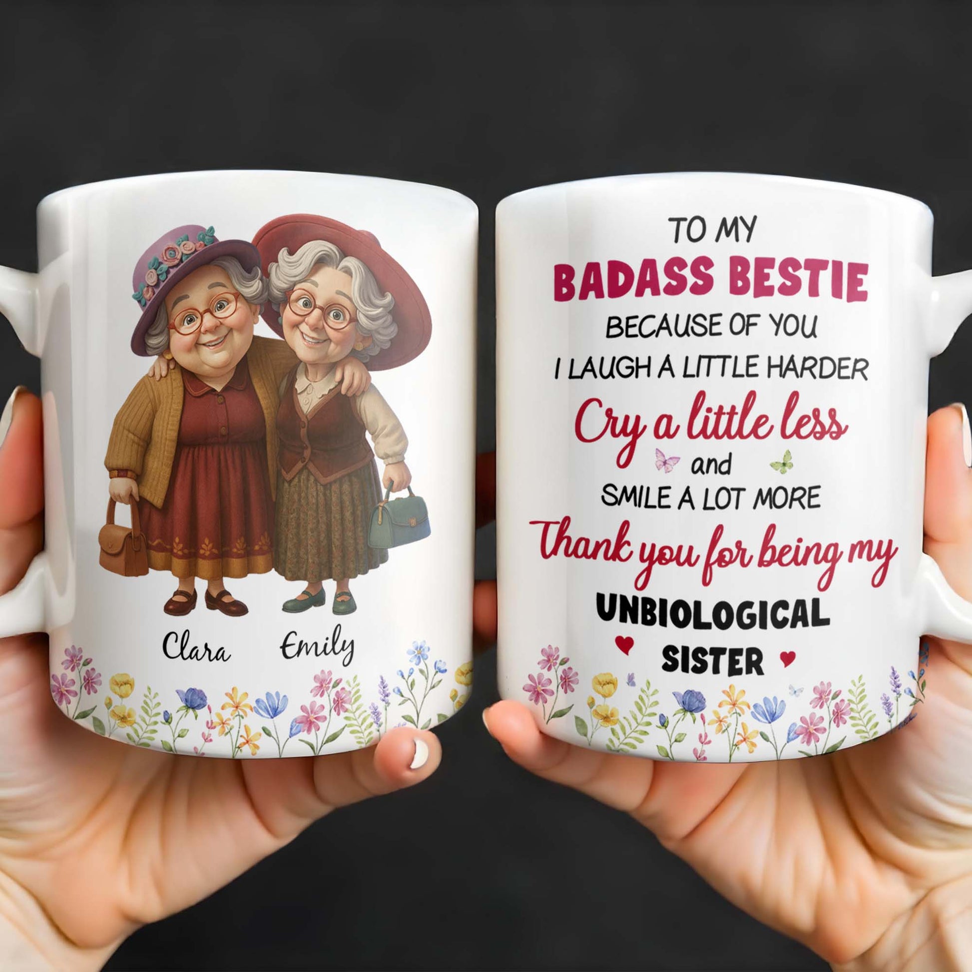 Thank You For Being My Unbiological Sister, Elderly Women & Flowers