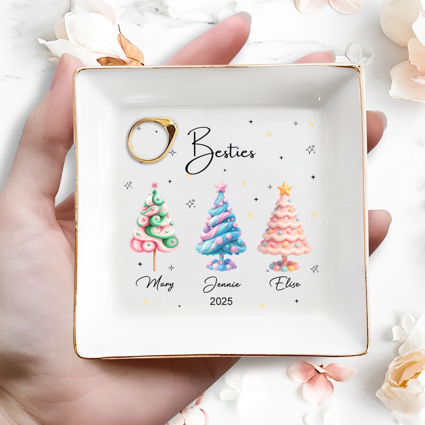 Besties With Colorful Christmas Trees