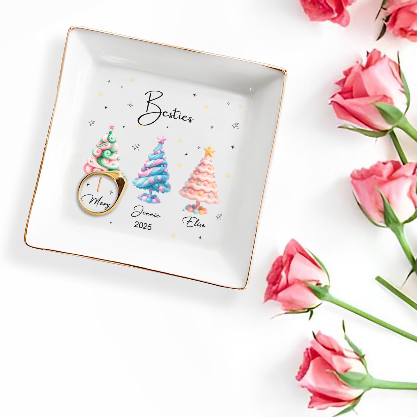 Besties With Colorful Christmas Trees