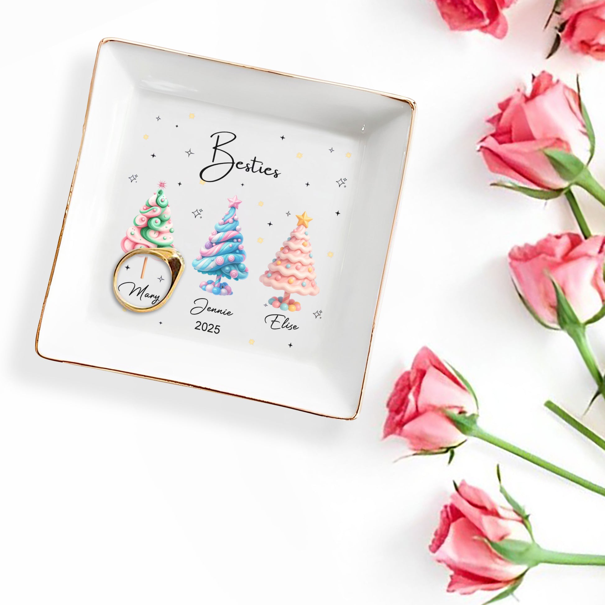 Besties With Colorful Christmas Trees