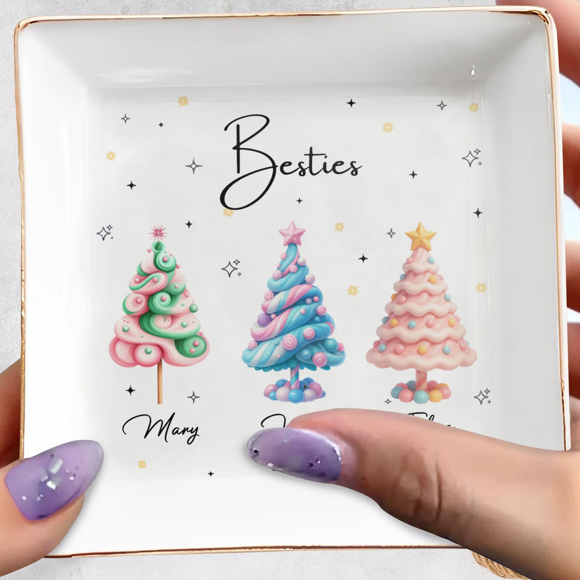Besties With Colorful Christmas Trees