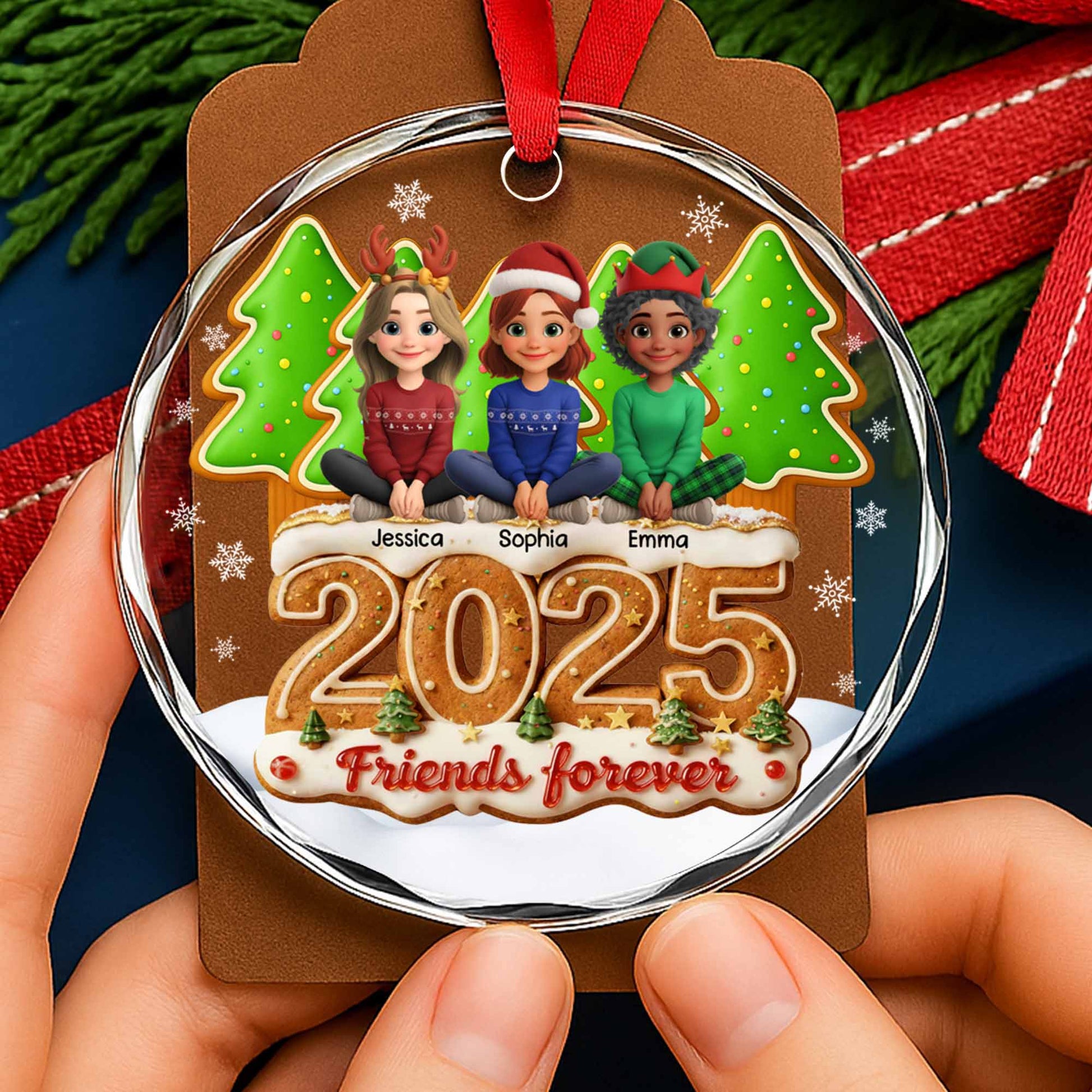Besties Forever With Christmas Trees and Holiday Cookies