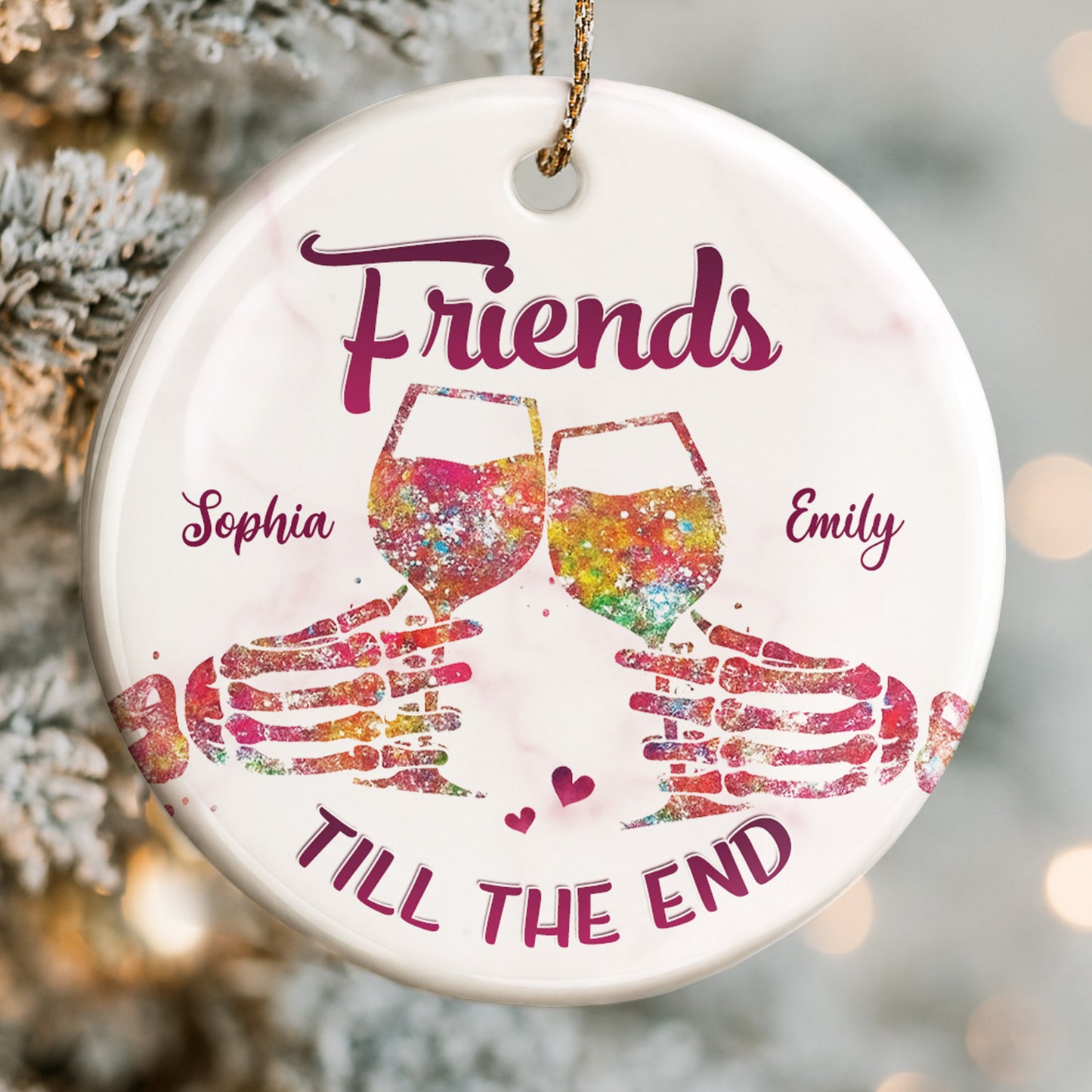 Friends Till The End With Wine Glasses And Hearts