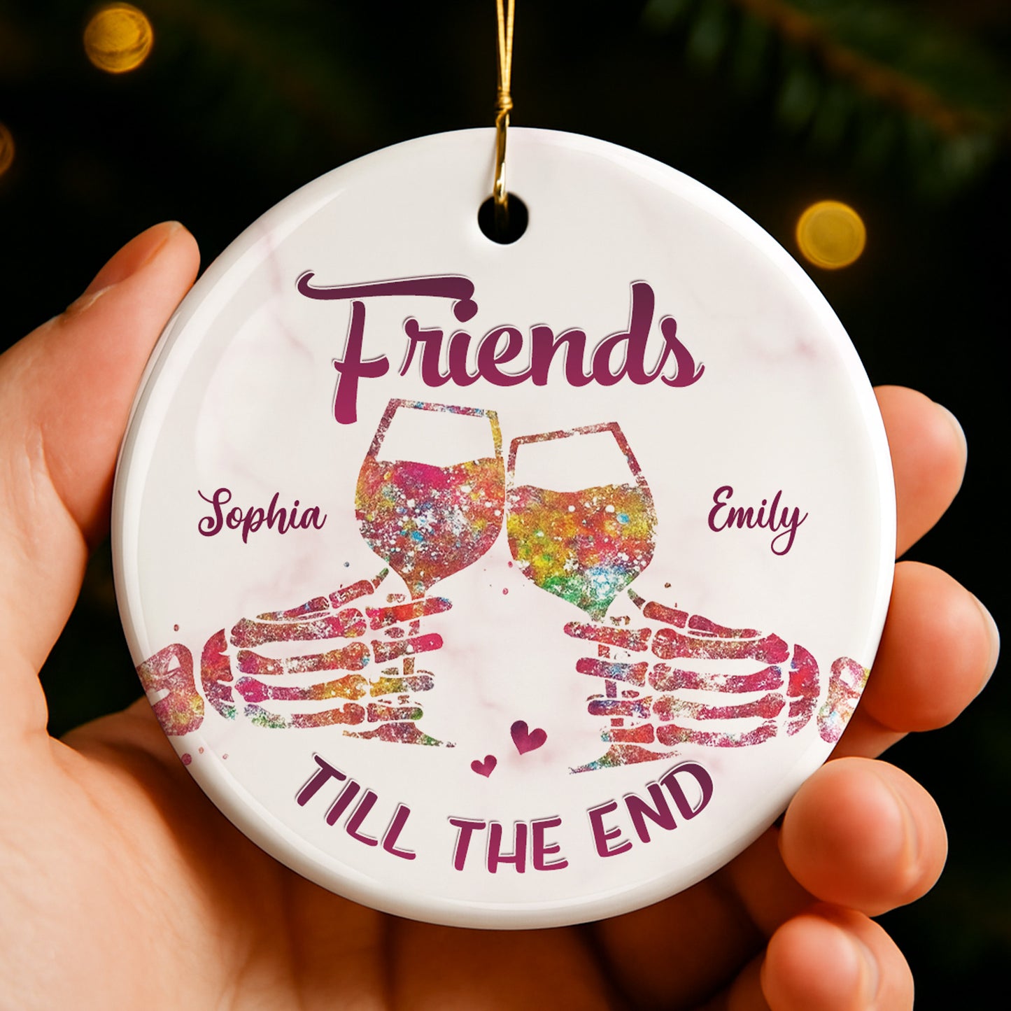 Friends Till The End With Wine Glasses And Hearts