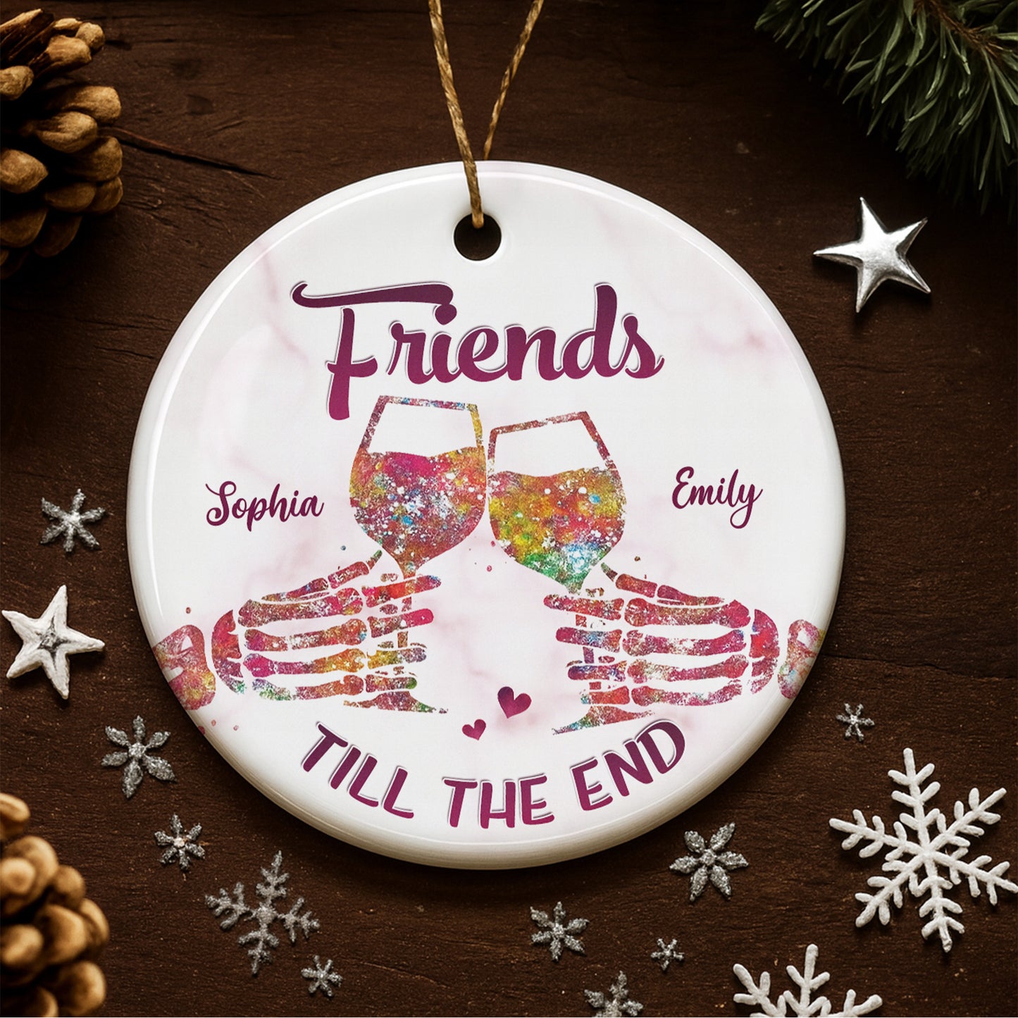 Friends Till The End With Wine Glasses And Hearts