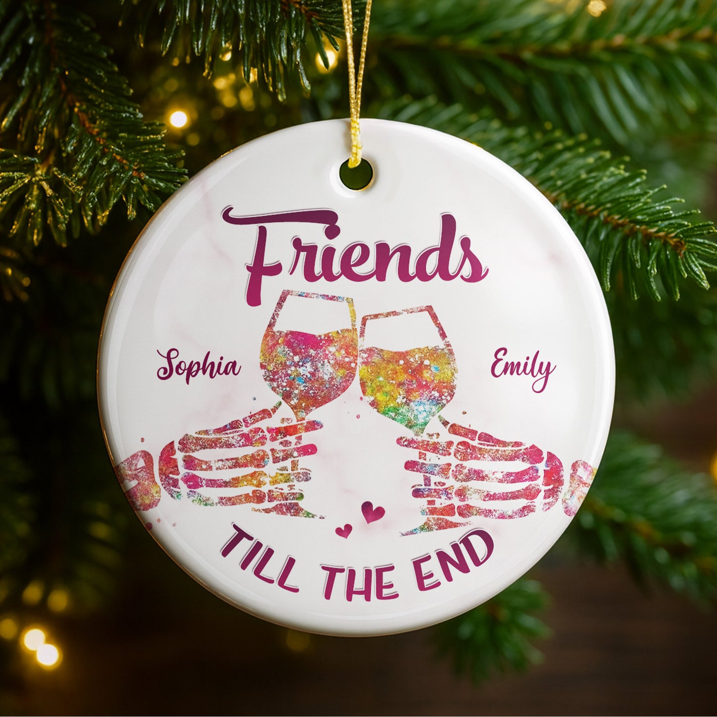 Friends Till The End With Wine Glasses And Hearts