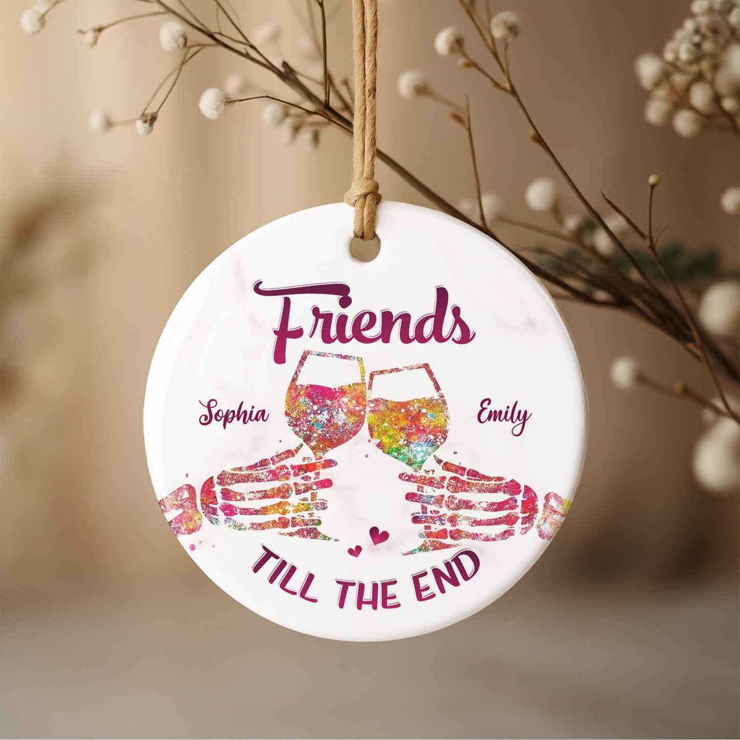Friends Till The End With Wine Glasses And Hearts