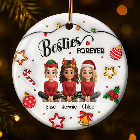 Besties Forever With Reindeer Antlers And Christmas Hats