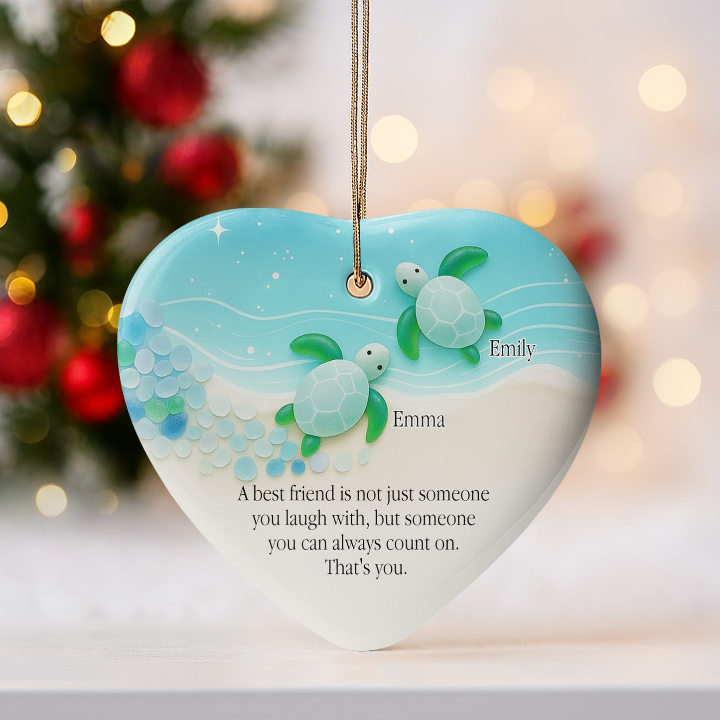 Thank You For Being Such Great Neighbors, Houses And Snowflakes - Personalized Custom Ceramic Ornament With Heart Shape - BST419_HCE
