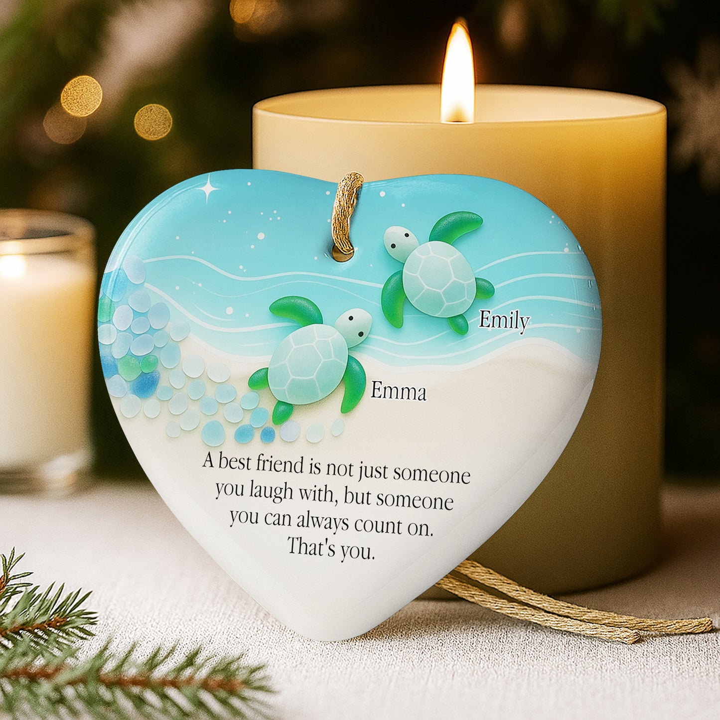 Thank You For Being Such Great Neighbors, Houses And Snowflakes - Personalized Custom Ceramic Ornament With Heart Shape - BST419_HCE