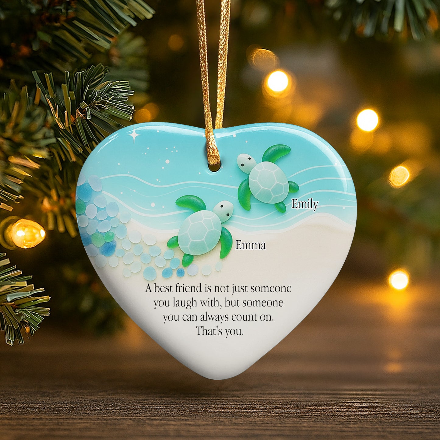Thank You For Being Such Great Neighbors, Houses And Snowflakes - Personalized Custom Ceramic Ornament With Heart Shape - BST419_HCE