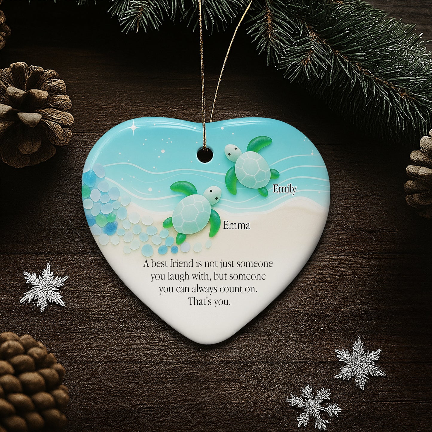 Thank You For Being Such Great Neighbors, Houses And Snowflakes - Personalized Custom Ceramic Ornament With Heart Shape - BST419_HCE