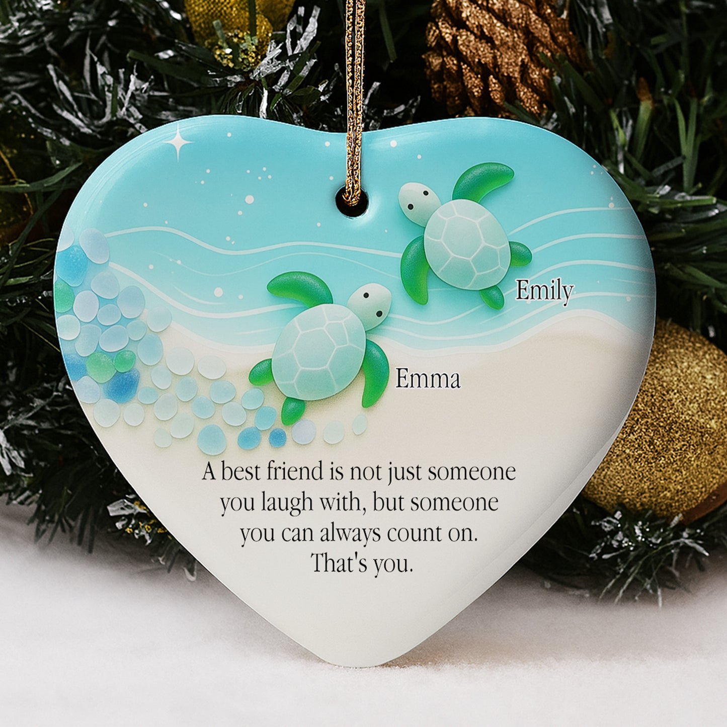 Thank You For Being Such Great Neighbors, Houses And Snowflakes - Personalized Custom Ceramic Ornament With Heart Shape - BST419_HCE