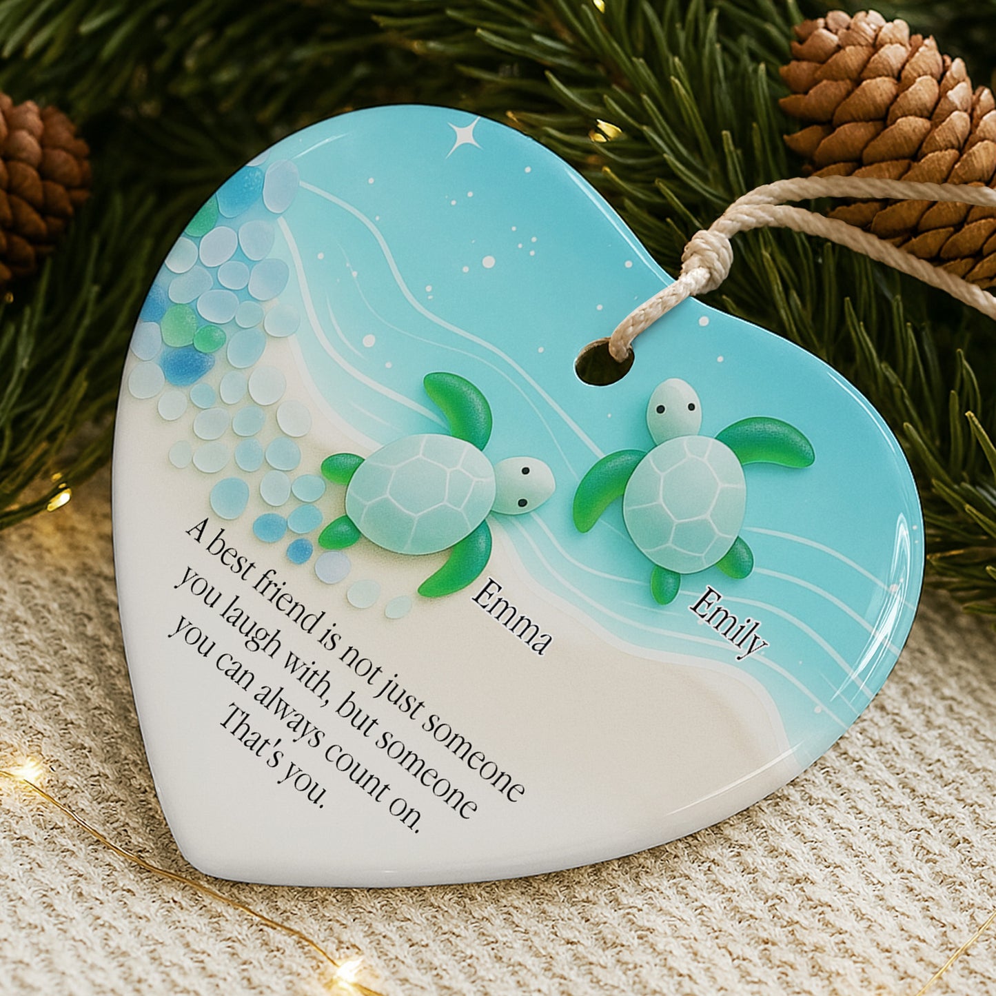 Thank You For Being Such Great Neighbors, Houses And Snowflakes - Personalized Custom Ceramic Ornament With Heart Shape - BST419_HCE