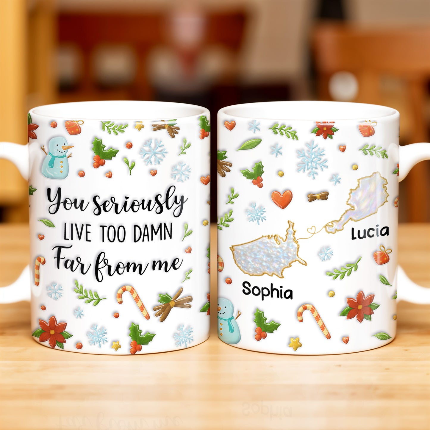 You Seriously Live Too Far, Countries Map And Hearts Design