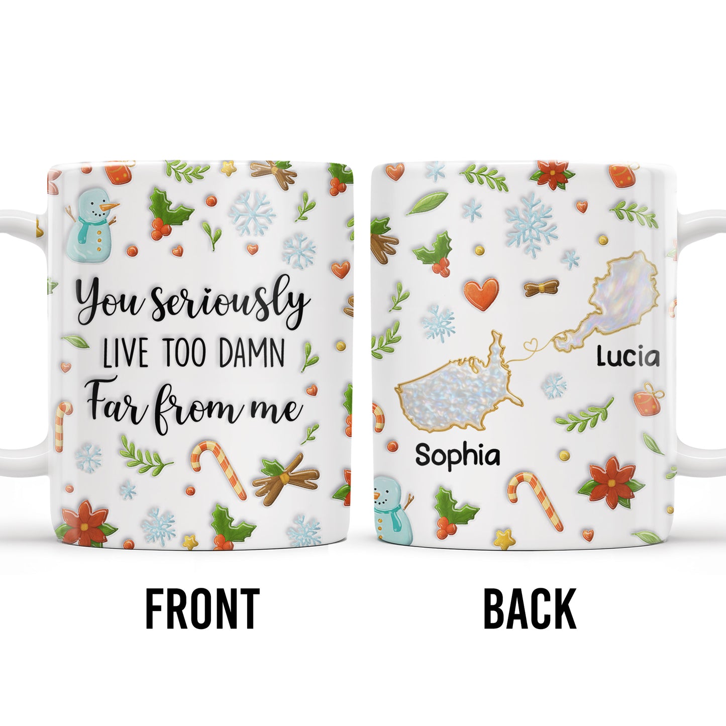 You Seriously Live Too Far, Countries Map And Hearts Design