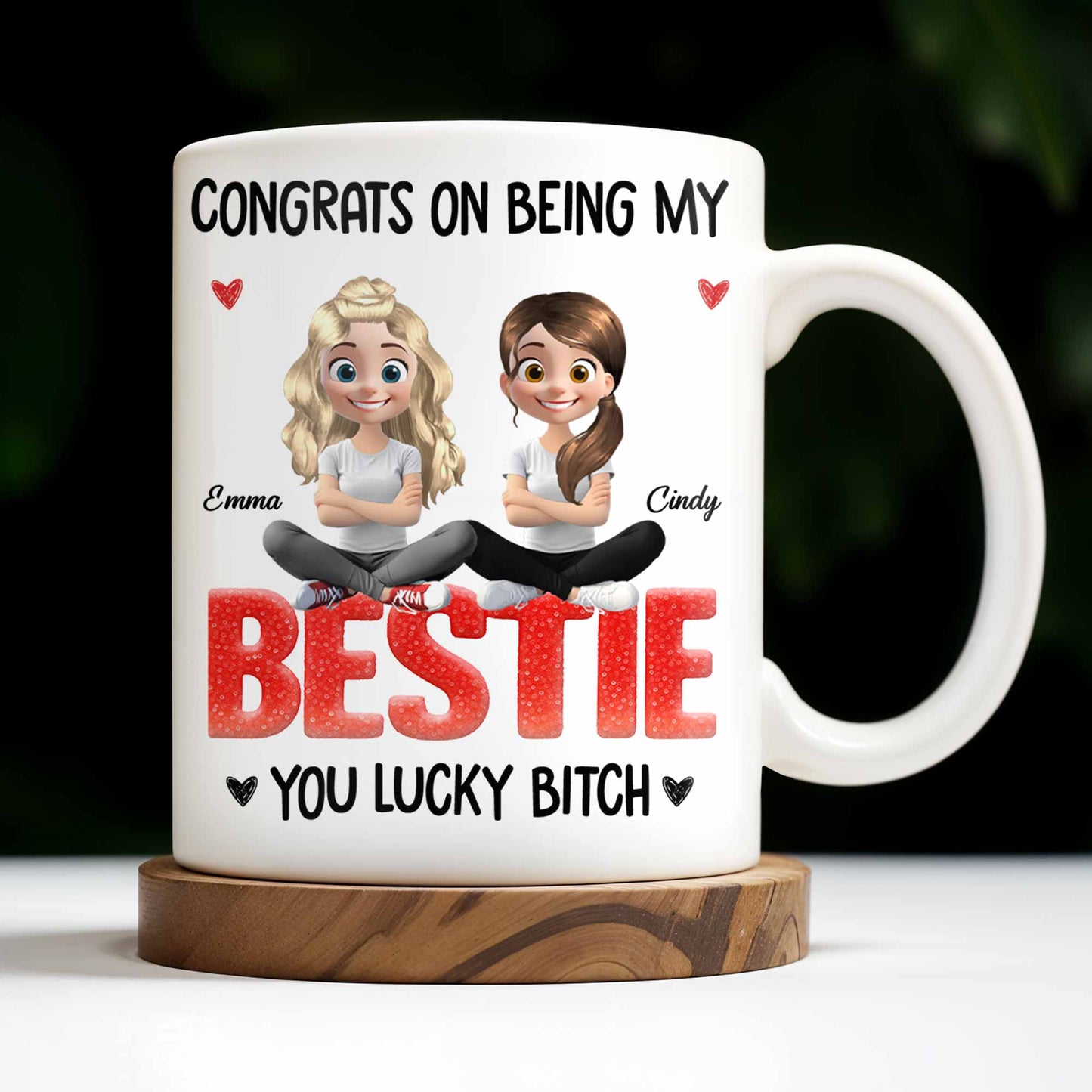 Congrats On Being My Bestie, Two Animated Girls Design