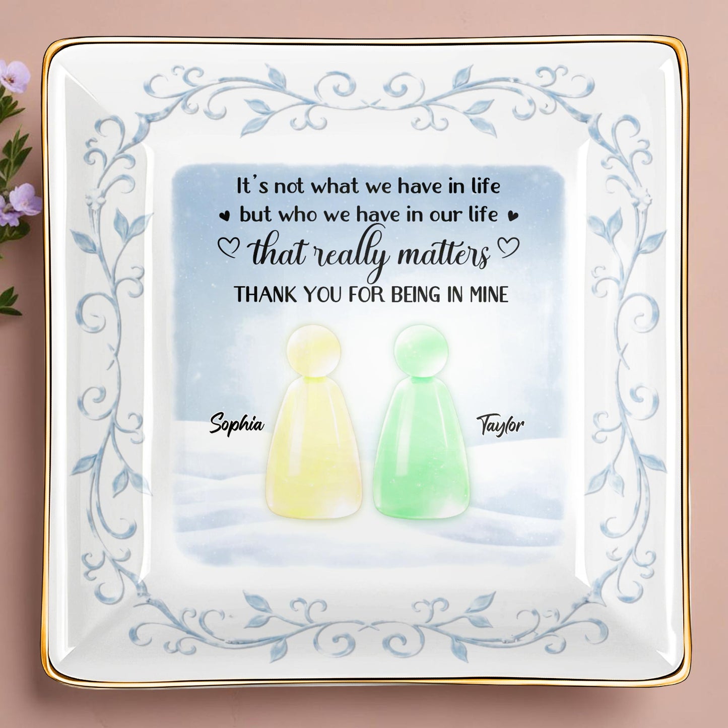 Thank You For Being In Mine With Abstract Figures And Floral Designs