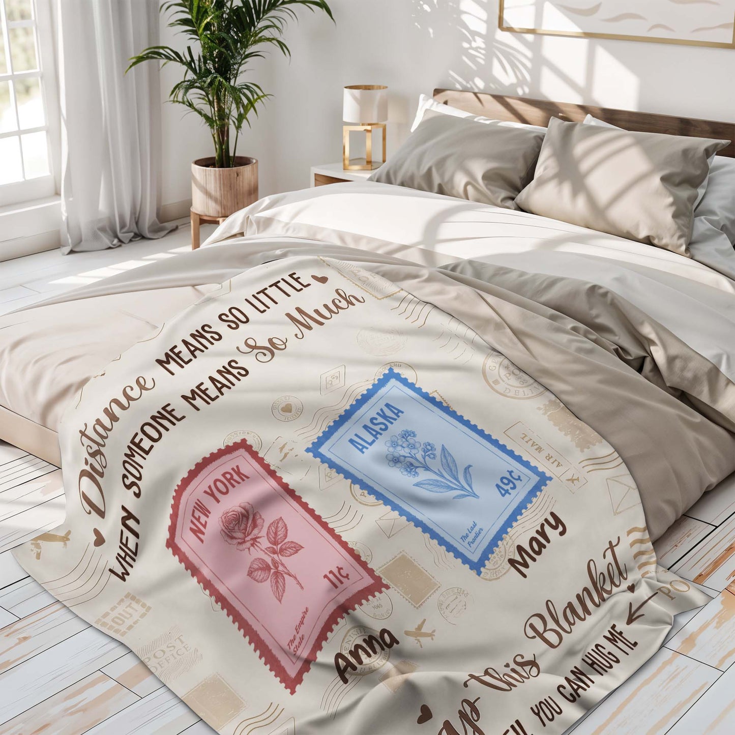 Distance Means So Little, Cozy Wrap Blanket With Postcards