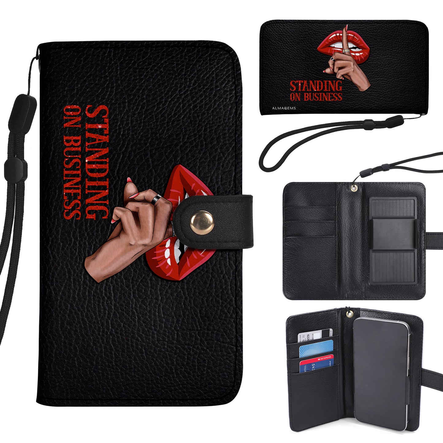 Standing On Business - Cartera de cuero personalizada para teléfono - BUSINESS01PW