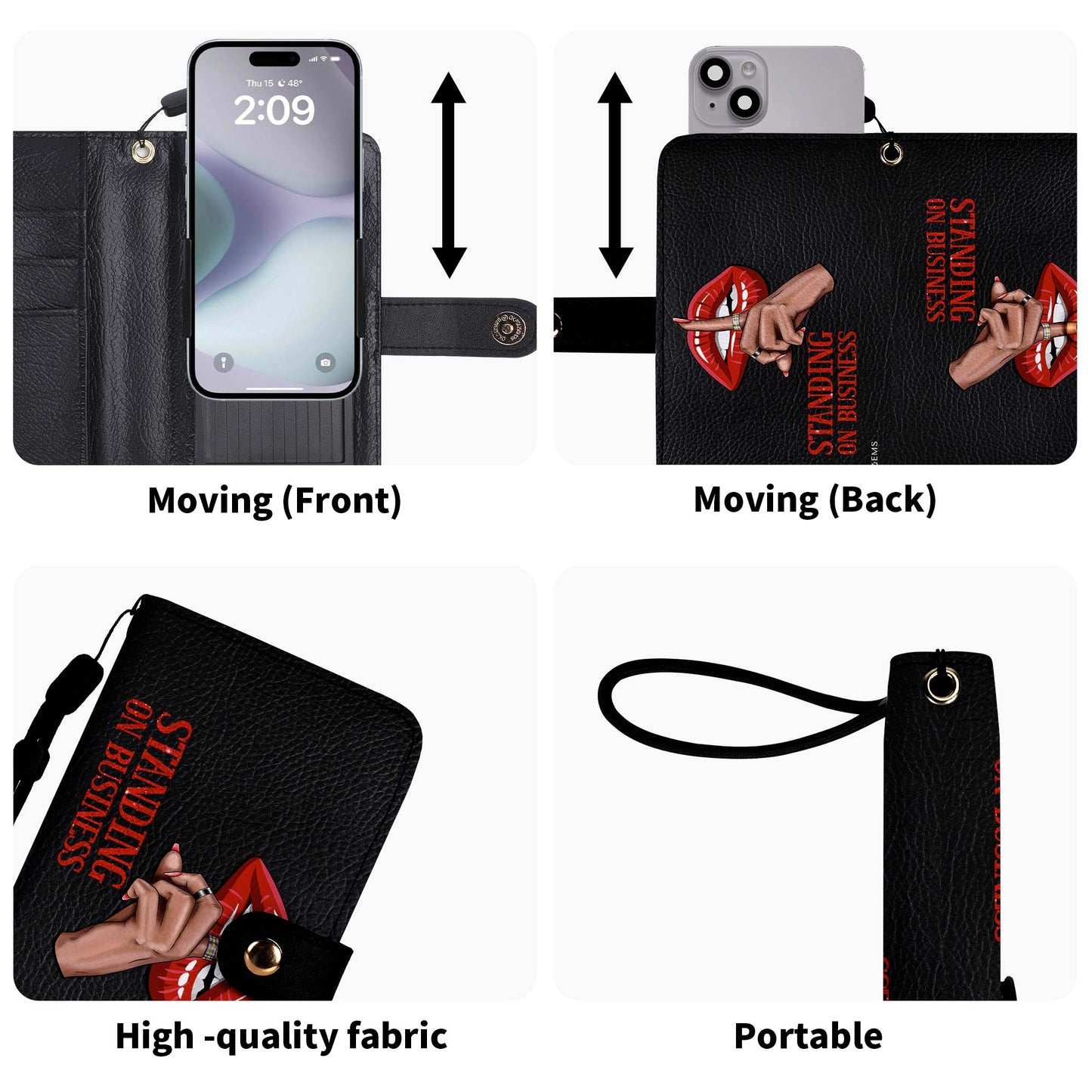Standing On Business - Cartera de cuero personalizada para teléfono - BUSINESS01PW