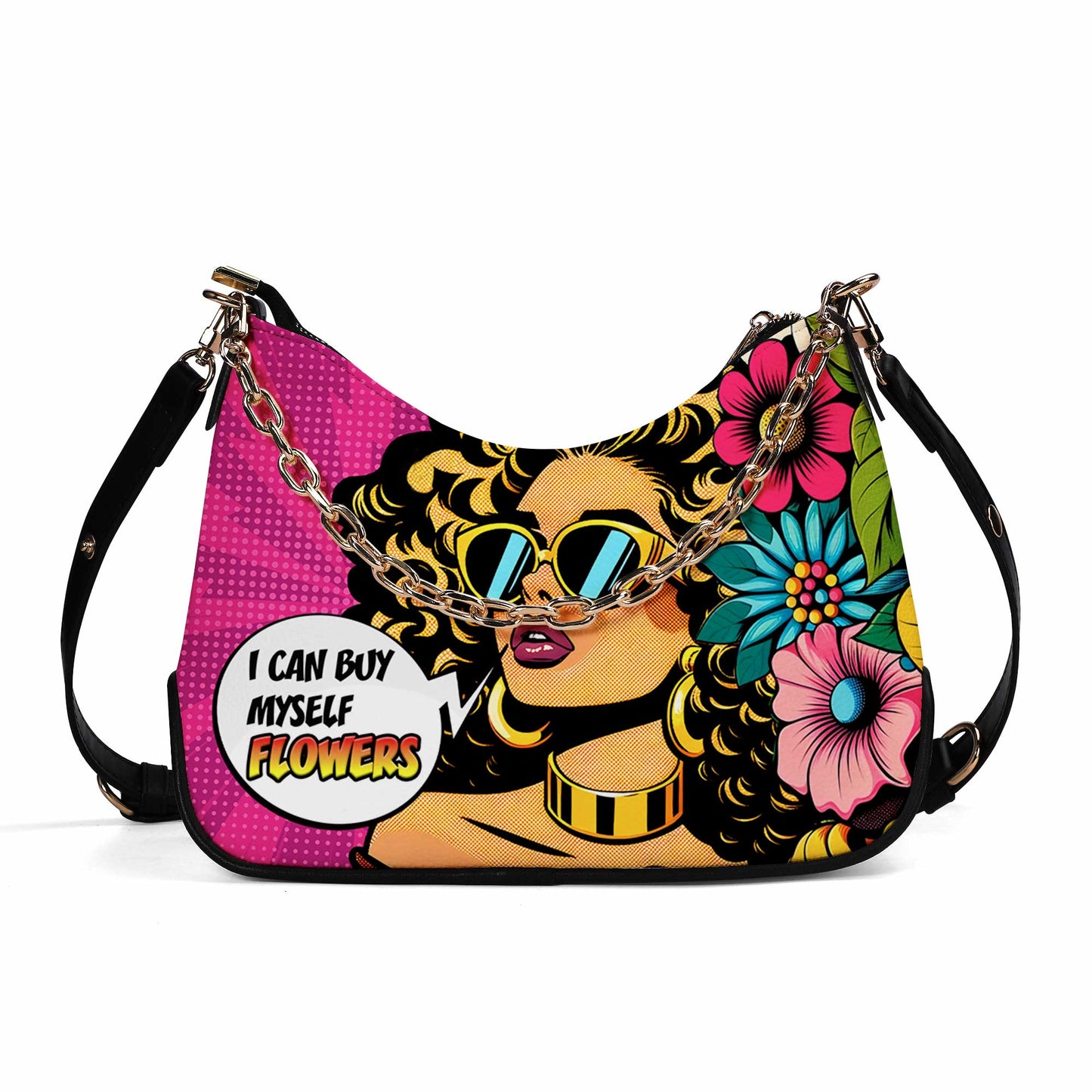 Puedo comprarme flores - Bolso bandolera con cadena personalizado - BUYF06CH