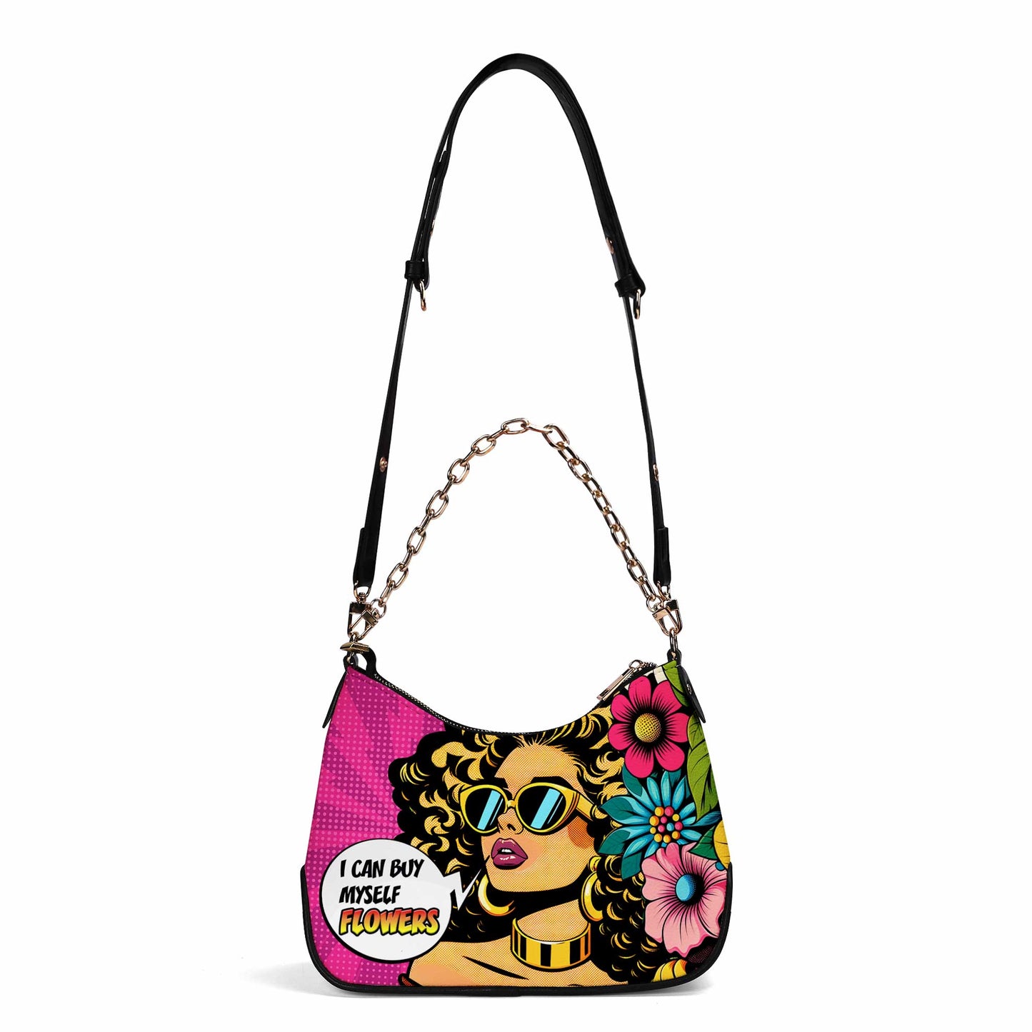 Puedo comprarme flores - Bolso bandolera con cadena personalizado - BUYF06CH