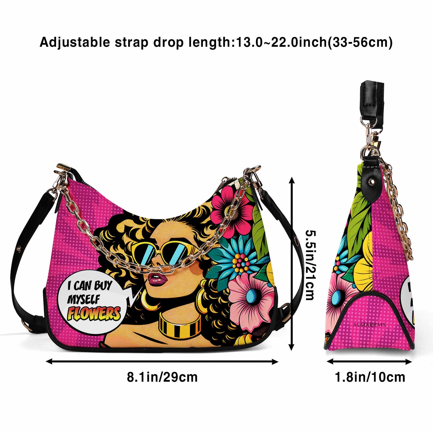 Puedo comprarme flores - Bolso bandolera con cadena personalizado - BUYF06CH