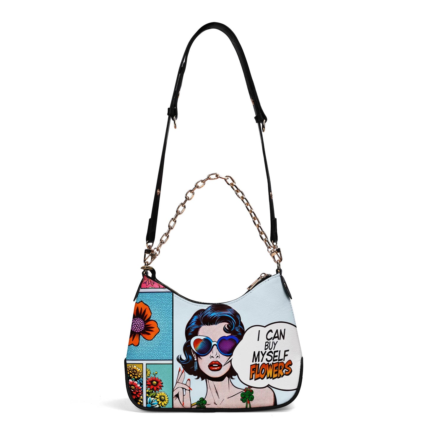 Puedo comprarme flores - Bolso bandolera con cadena personalizado - BUYFCH