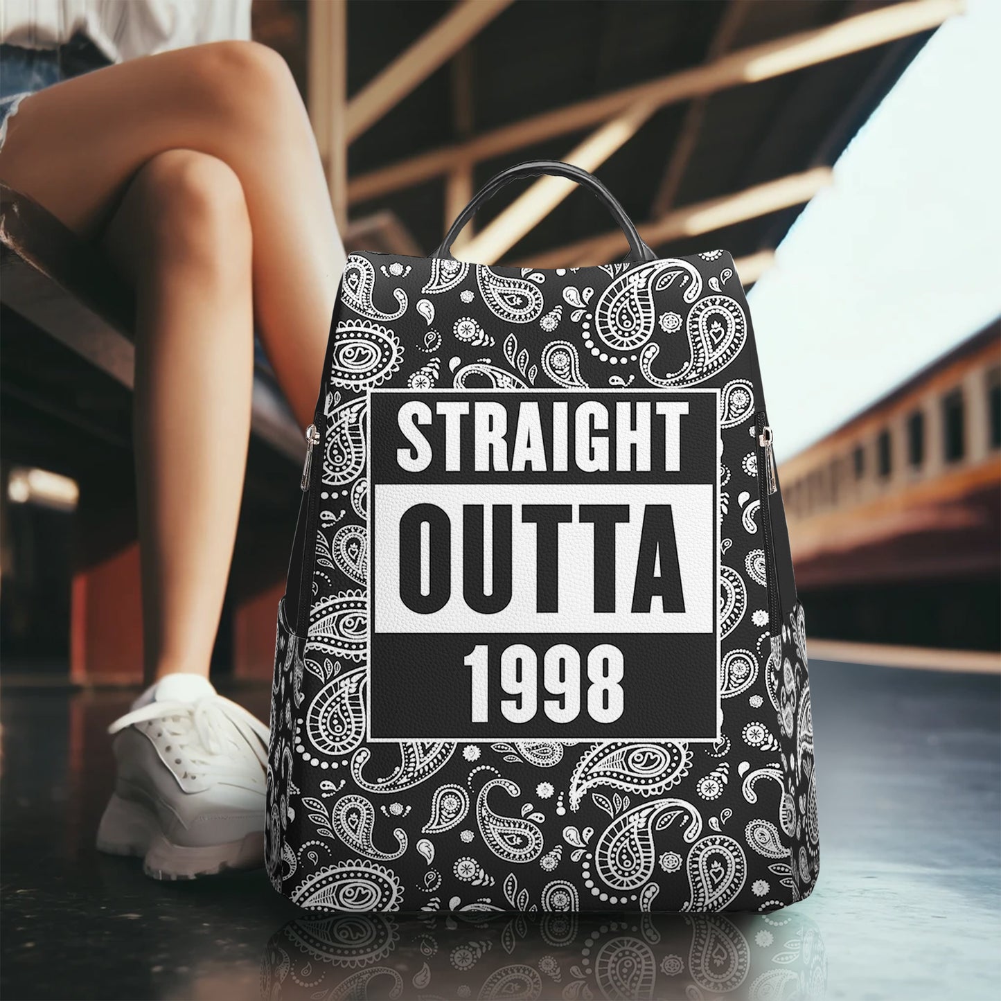 STRAIGHT OUTTA - Personalized Custom Leather BackPack - BP_M01