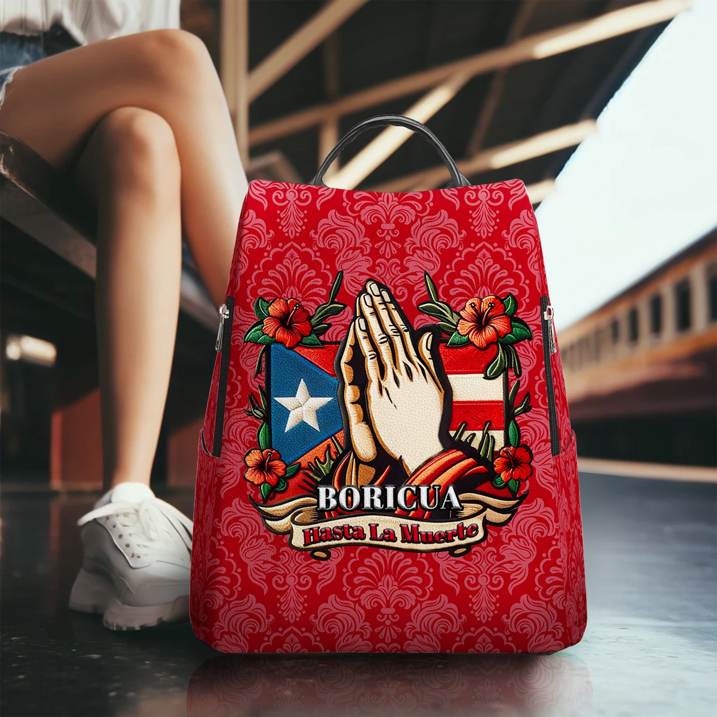 Boricua Hasta La Muerte - Personalized Custom Leather BackPack - HS019_BP