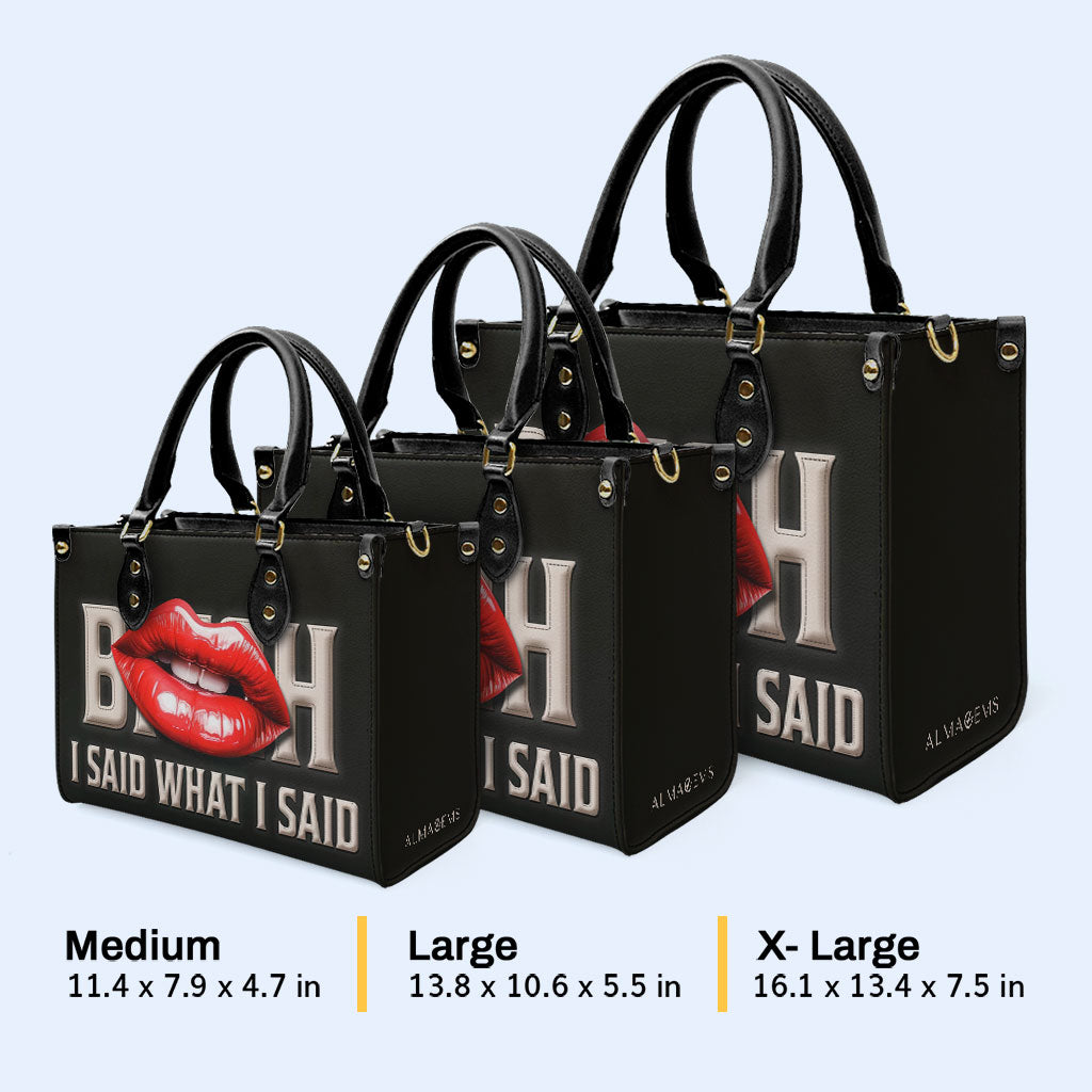 Dije lo que dije - Bolso de mano de cuero personalizado - bis07