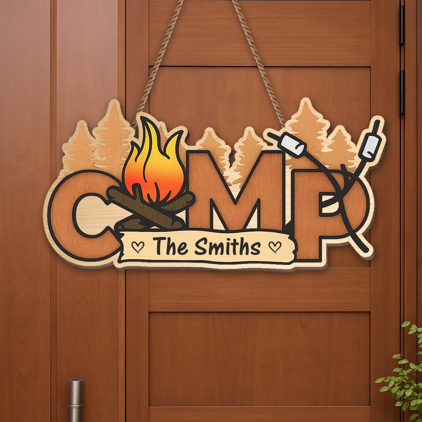 Gather Around The Fire With Marshmallows And Trees