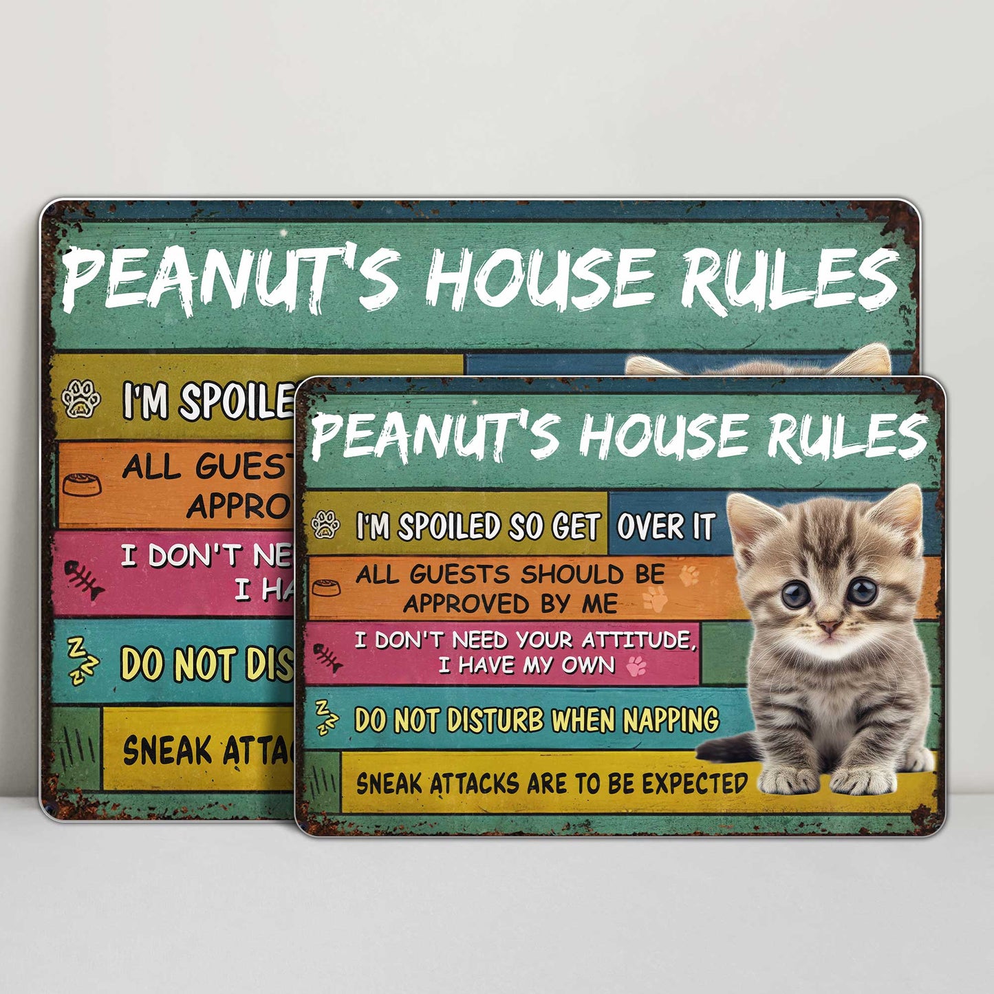 Peanut's House Rules, Kitten And Paw Print Decor