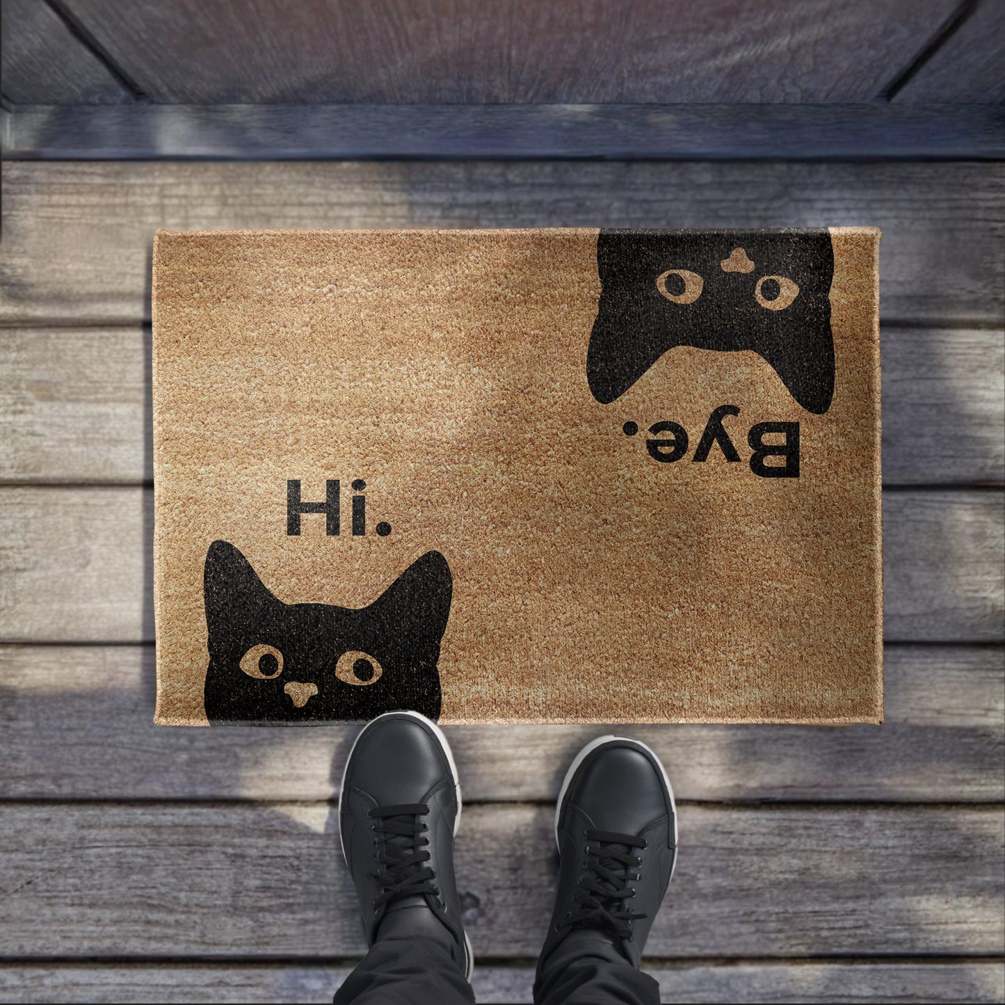 Hi Bark Funny Doormat With Cat And Dog Design